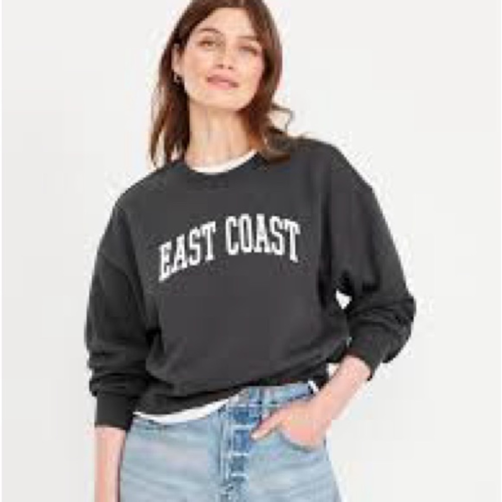 Old Navy Classic Gray "EAST COAST" Crop Sweatshirt Medium